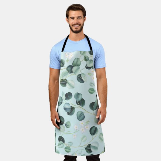 Eucalyptus Bliss: Turquoise Waterverf. Schort (Gedragen)