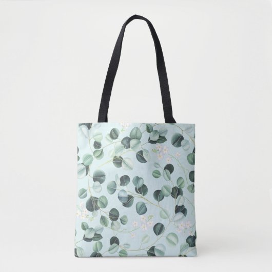 Eucalyptus Bliss: Turquoise Waterverf. Tote Bag (Voorkant)