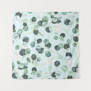 Eucalyptus Bliss: Turquoise Waterverf. Wandkleed