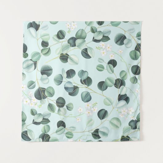 Eucalyptus Bliss: Turquoise Waterverf. Wandkleed (Voorkant)
