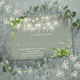 Eucalyptus Bloem Slinger Licht Sagegroene Trouw RSVP Kaartje