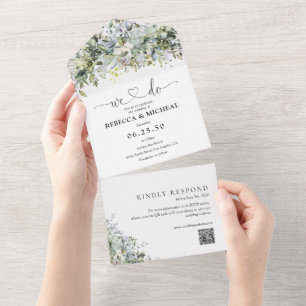 Eucalyptus Bloemen Alles in een bruiloft Uitnodige All In One Uitnodiging