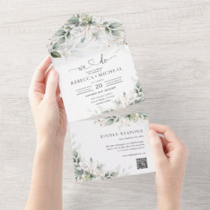 Eucalyptus Bloemen Alles in een bruiloft Uitnodige All In One Uitnodiging