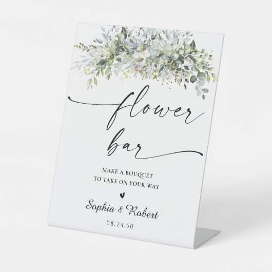 Eucalyptus Bloemen Bar Teken Reclamebord Met Voetstuk (Voorkant)