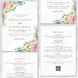 Eucalyptus Bloemen Blush Roze Alles in één bruilof Kaart