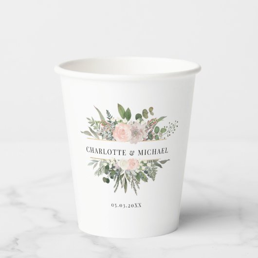 Eucalyptus, bloemen bruiloft Papier Papieren Bekers (Voorkant)