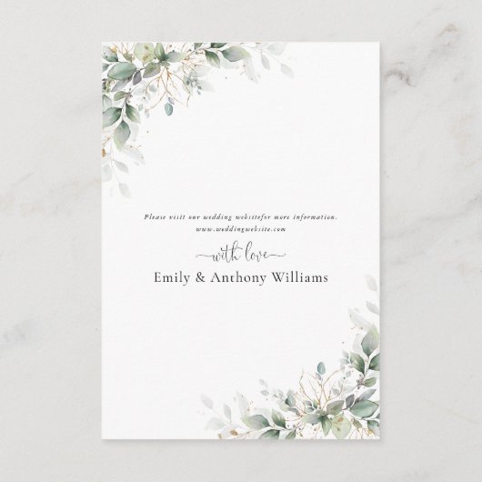 Eucalyptus Bloemen Bruiloft Receptie Behuizing Kaa Informatiekaartje (Achterkant)