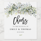 Eucalyptus Bloemen Bruiloft Wijn Label Wijn Etiket (Enkel label)