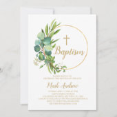 Eucalyptus Bloemen Doopuitnodiging Kaart (Voorkant)