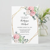 Eucalyptus bloemen geometrische bruiloft uitnodigi kaart (Staand voorkant)