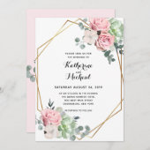 Eucalyptus bloemen geometrische bruiloft uitnodigi kaart (Voorkant / Achterkant)