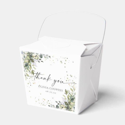 Eucalyptus Bloemen Groen Baby shower Favor Box Bedankdoosjes (Voorkant Zijde)