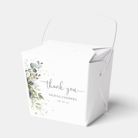 Eucalyptus Bloemen Groen Baby shower Favor Box Bedankdoosjes (Voorkant Zijde)