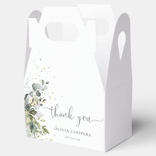 Eucalyptus Bloemen Groen Baby shower Favor Box Bedankdoosjes (Geopend)