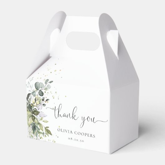 Eucalyptus Bloemen Groen Baby shower Favor Box Bedankdoosjes (Voorkant Zijde)