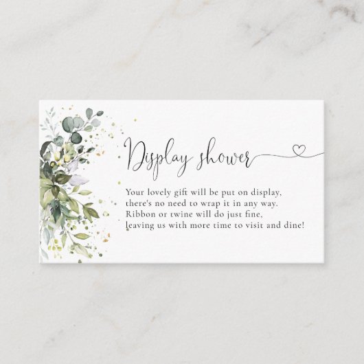 Eucalyptus Bloemen Groen Display Douche Informatiekaartje (Voorkant)