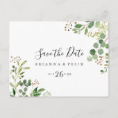 Eucalyptus Bloemen horizontaal Save the Date Briefkaart (Voorkant)