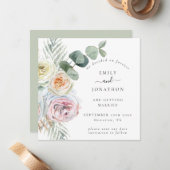 Eucalyptus Bloemen Huwelijk Opslaan Datum Notitiekaartje (Voorkant / Achterkant in situ)