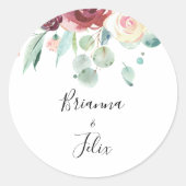 Eucalyptus Bloemen Huwelijksenvelop Seals Ronde Sticker (Voorkant)