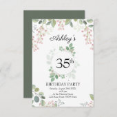 Eucalyptus Bloemen & Krans Verjaardag Kaart (Voorkant / Achterkant)