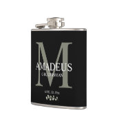 Eucalyptus bloemen monogram bruidegom heupfles (Links)