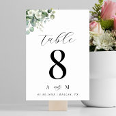 Eucalyptus Bloemen & Monogram Elegant Wit Bruiloft Kaart