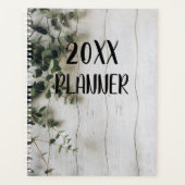 Eucalyptus bloemen op rustiek hout planner (Voorkant)