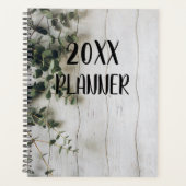 Eucalyptus bloemen op rustiek hout planner (Voorkant)
