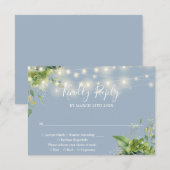 Eucalyptus Bloemen String Lights Stoffig Blauw Bru RSVP Kaartje (Voorkant / Achterkant)