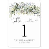 Eucalyptus Bloemen Tafel Nummers Kaart (Achterkant)