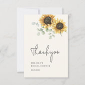 Eucalyptus Bloemen Zonnebloem Bruidsdiner Bedankkaart (Voorkant)