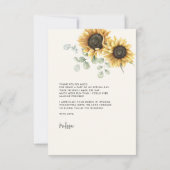 Eucalyptus Bloemen Zonnebloem Bruidsdiner Bedankkaart (Achterkant)