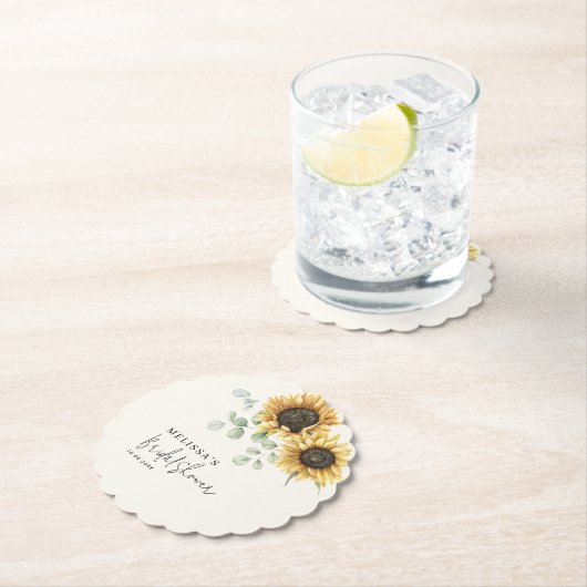 Eucalyptus Bloemen Zonnebloem Bruidsdiner Kartonnen Onderzetters (Insitu)