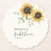 Eucalyptus Bloemen Zonnebloem Bruidsdiner Kartonnen Onderzetters (Voorkant)