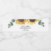 Eucalyptus Bloemen Zonnebloem Bruiloft Waterfles Etiket (Enkel label)