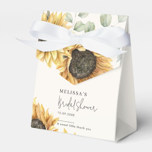 Eucalyptus Bloemen Zonnebloem Vrijgezellenfeest Bedankdoosjes (Voorkant Zijde)