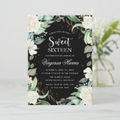 Eucalyptus Bloemen Zwart Zoet Zestien 16 Verjaarda Kaart (Staand voorkant)