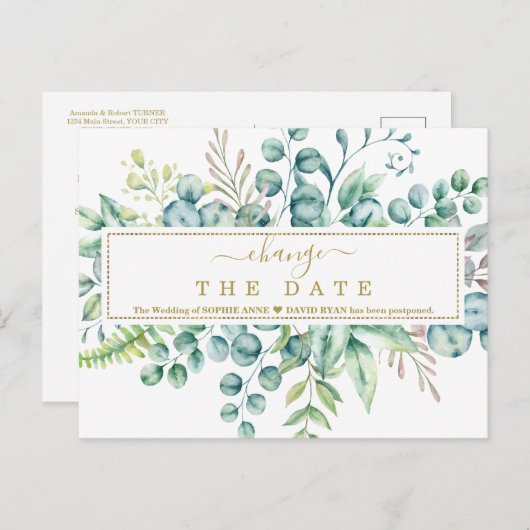 Eucalyptus Bloemenbladeren Huwelijk Verander de da Briefkaart (Voorkant / Achterkant)