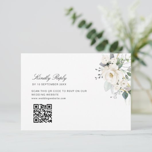 eucalyptus bloemenbruiloft QR-code RSVP-kaart Bedankkaart (Staand voorkant)