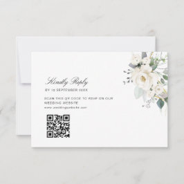 eucalyptus bloemenbruiloft QR-code RSVP-kaart Bedankkaart