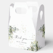 Eucalyptus bloemengroen Baby shower Bedankdoosjes (Geopend)