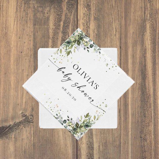 Eucalyptus bloemengroen Baby shower papier Servet