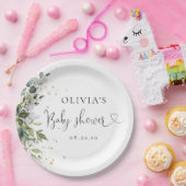 Eucalyptus bloemengroen Baby shower Papieren Bordje (Feest)