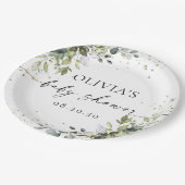 Eucalyptus bloemengroen Baby shower Papieren Bordje (Gekanteld)