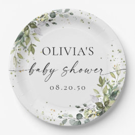 Eucalyptus bloemengroen Baby shower Papieren Bordje
