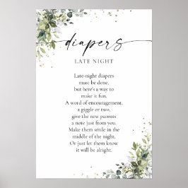 Eucalyptus bloemengroen Baby shower Poster