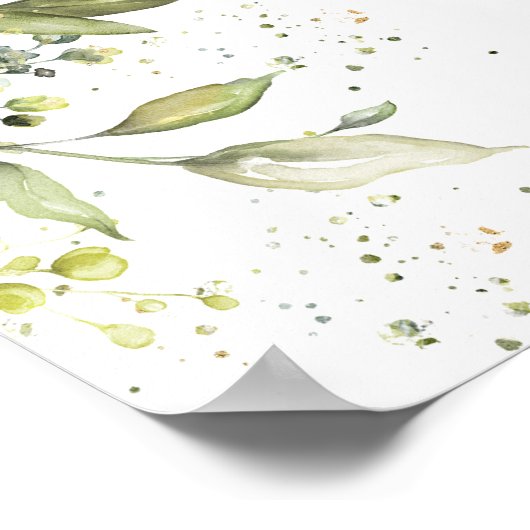 Eucalyptus bloemengroen Baby shower Poster (Hoek)