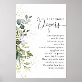 Eucalyptus bloemengroen Baby shower Poster