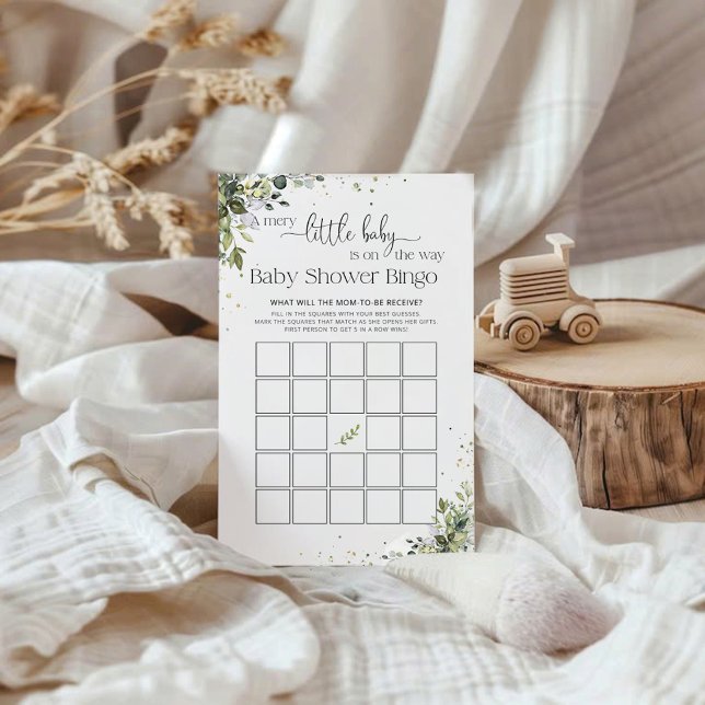 Eucalyptus Bloemengroen Baby Shower Spel Bingo (Creator heeft geüpload)