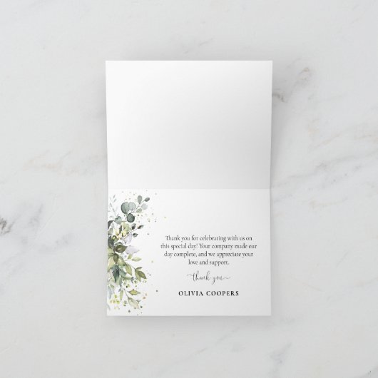 Eucalyptus bloemengroen bedankje bedankkaart (Binnen)
